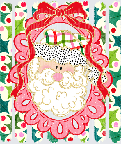 pink santa stripes and bow