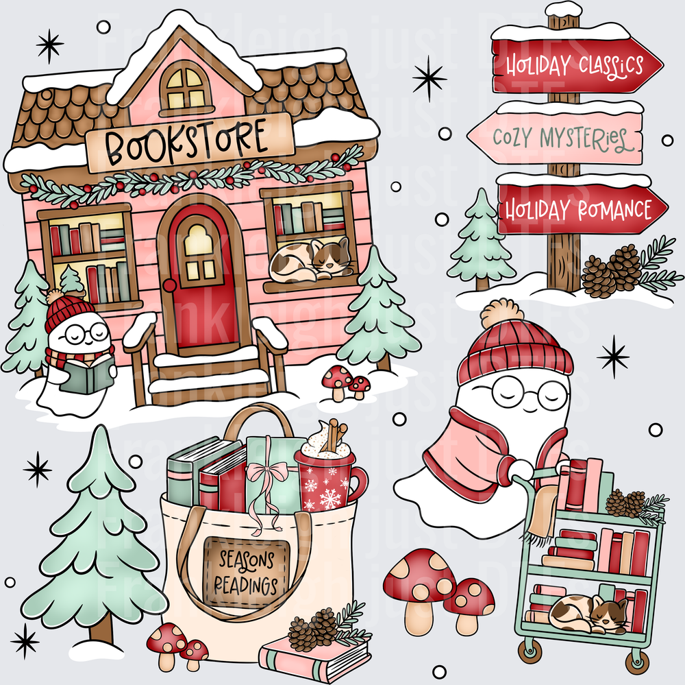 Winter Bookstore Collage