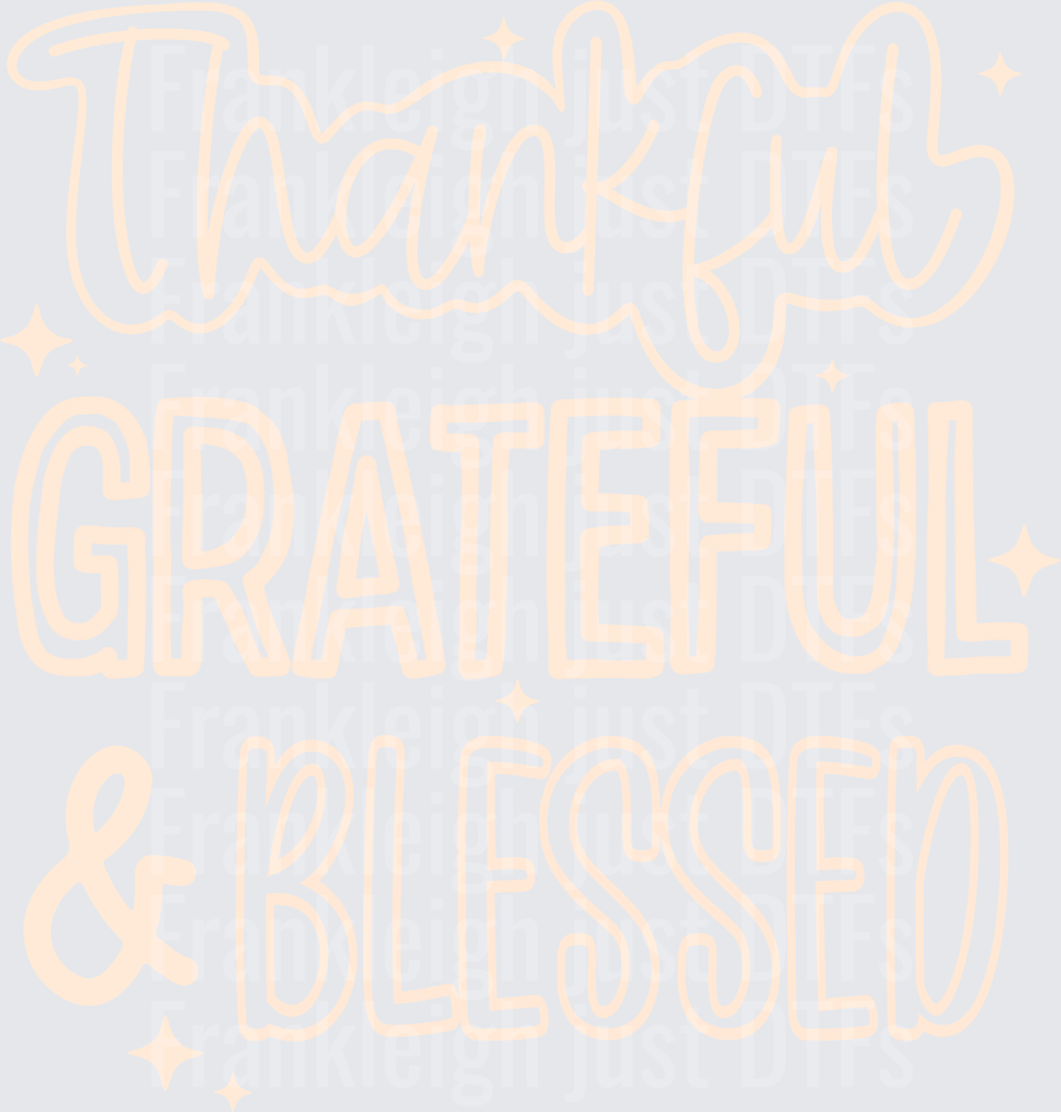 Thankful grateful blessed tan outline