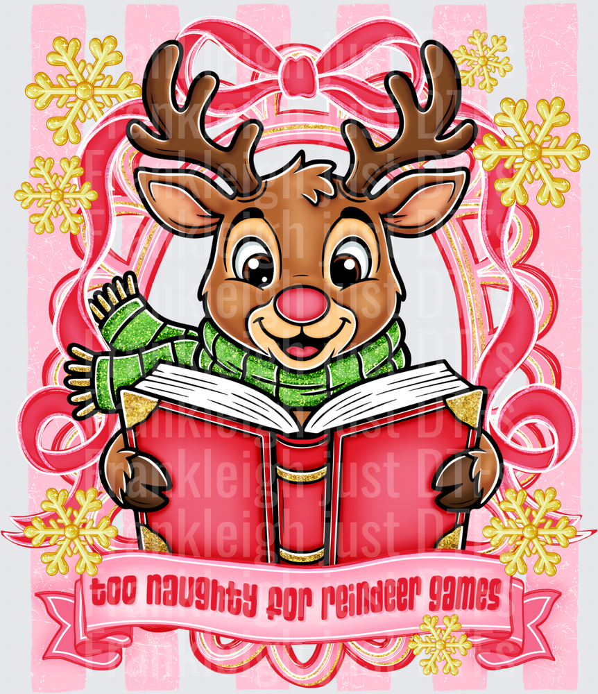 Too Naughty For Reindeer Games Striped Frame