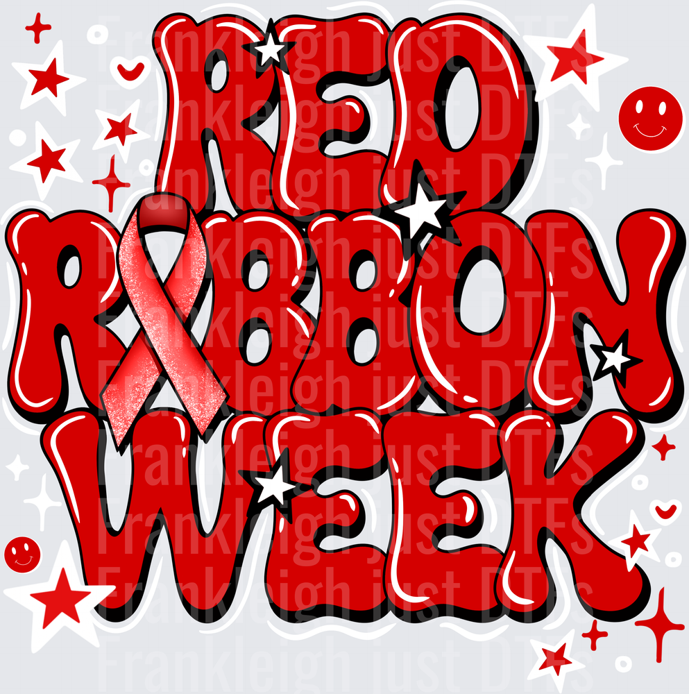Red Ribbon Week no Bows white outline