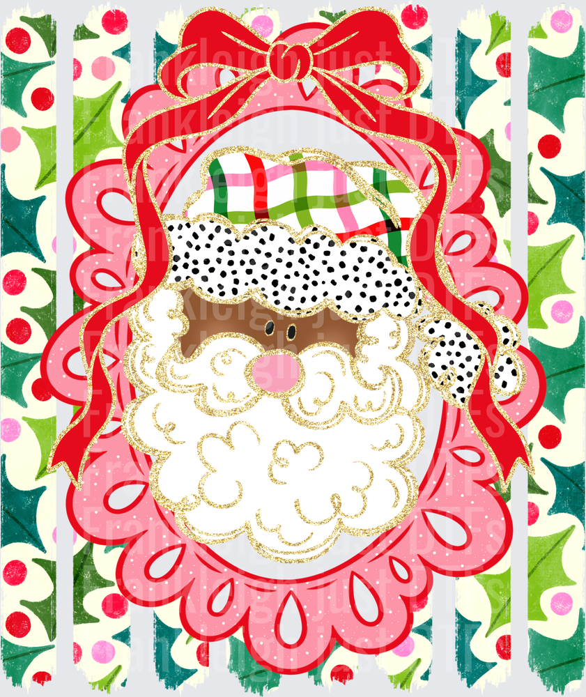Santa Stripes with bow Brown Skin
