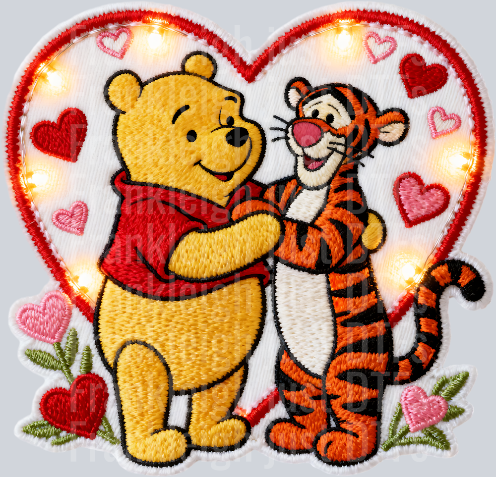 pooh and tigger faux light up heart patch