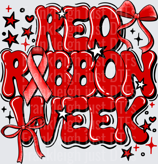 Red Ribbon Week black outline
