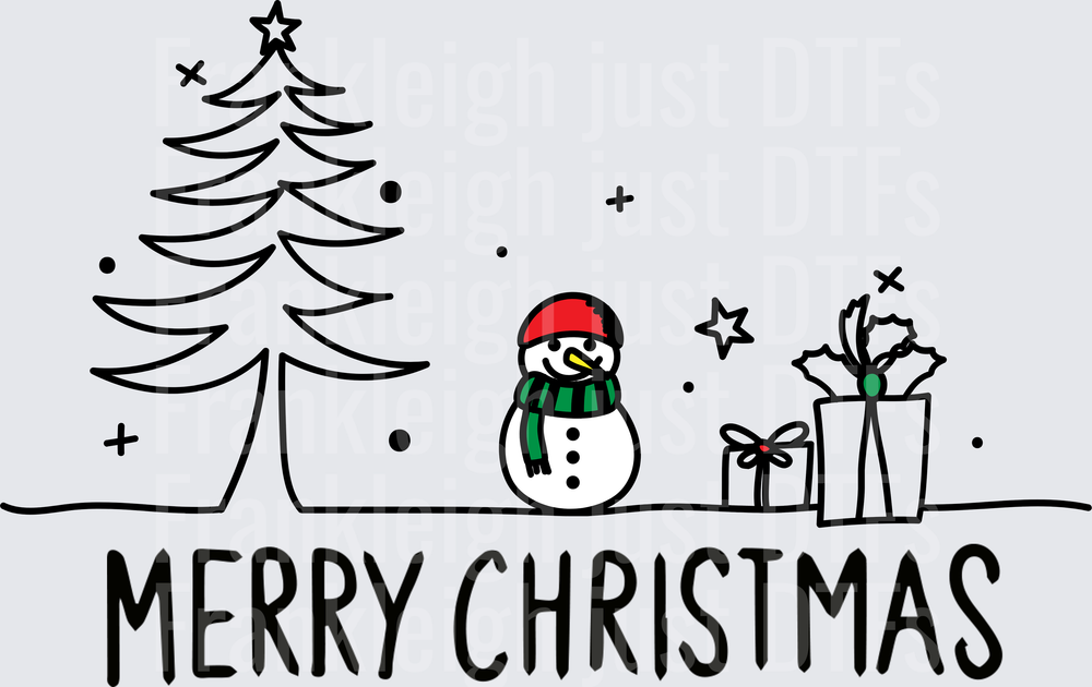 Merry Christmas line drawing