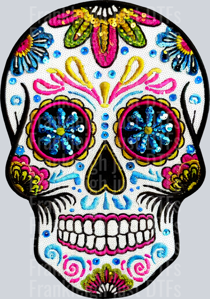 Sugar Skull Faux Embroidery Sequin