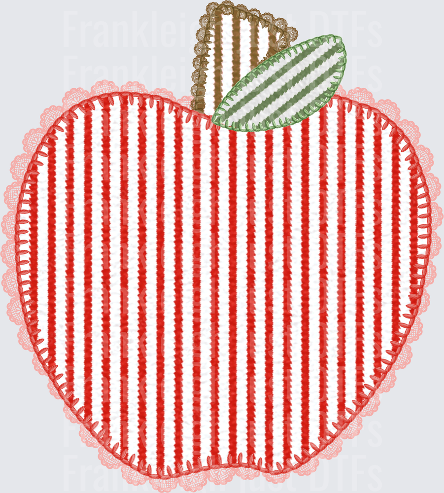 Striped Apple Embroidery Style Appliqué