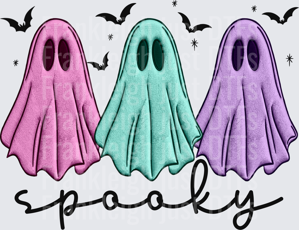Spooky embroidered ghosts