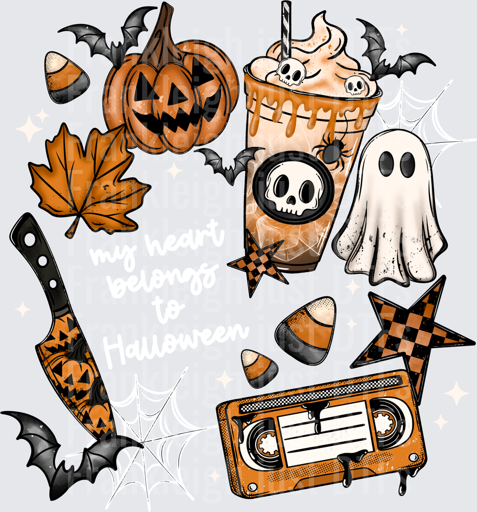 My Heart Belongs To Halloween White Words