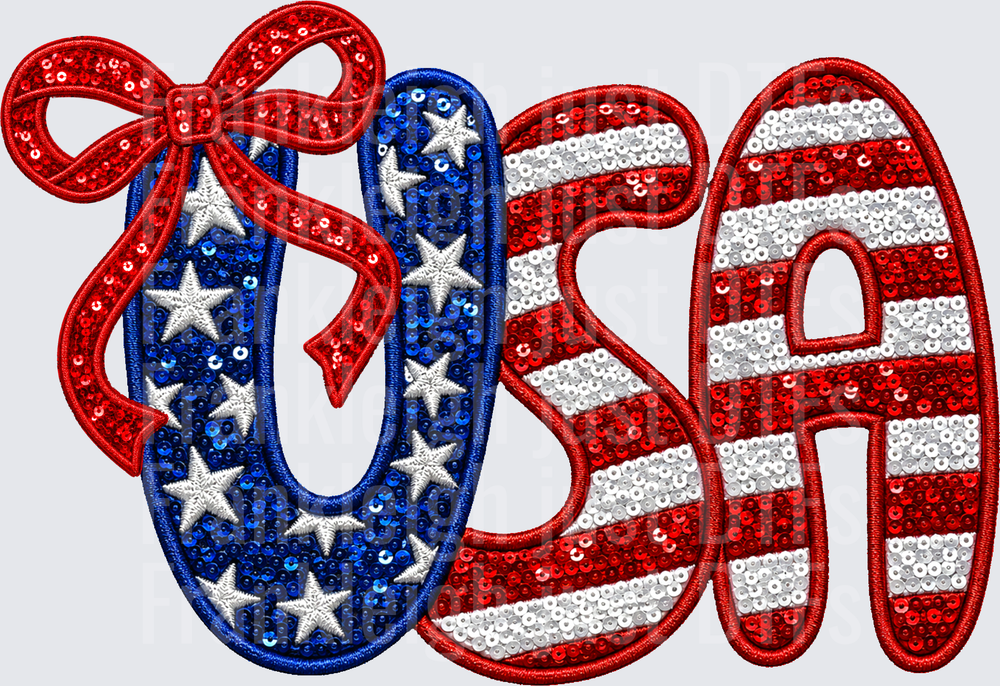 USA Bow Faux Sequin