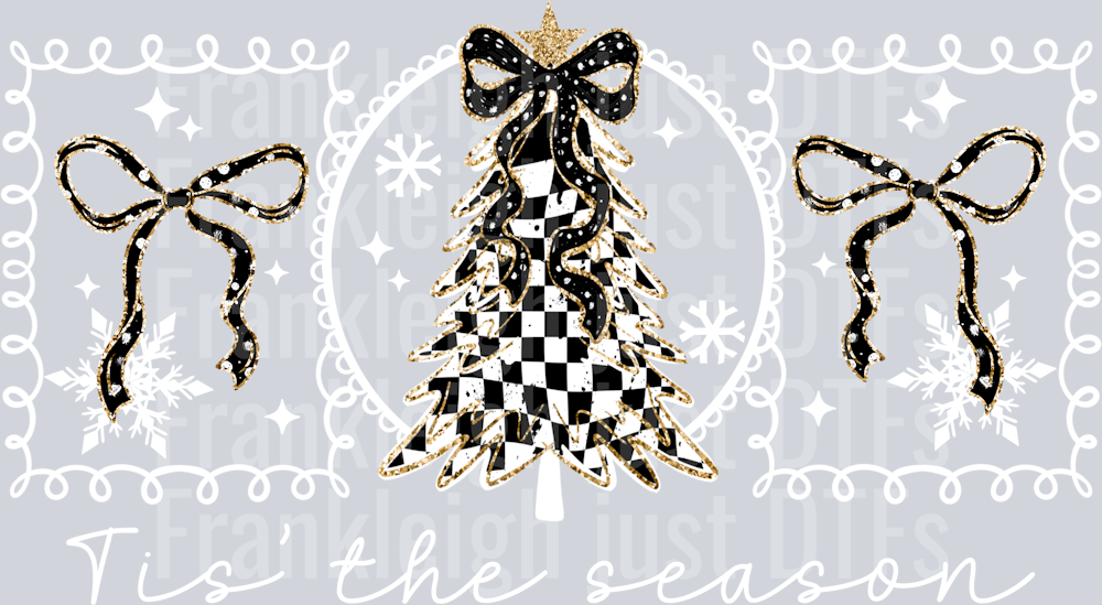 Tis The Season Checker Tree White Words