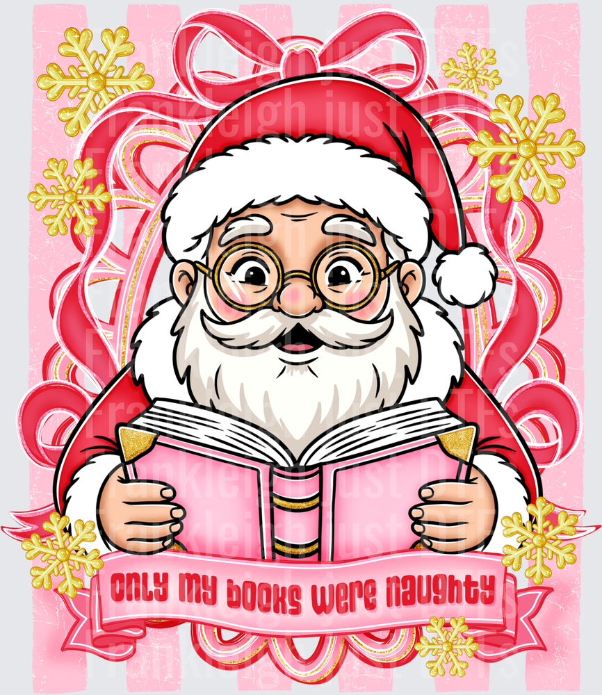 Santa Only My Books Were Naughty Striped Frame