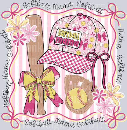 Softball mama hat collage bows