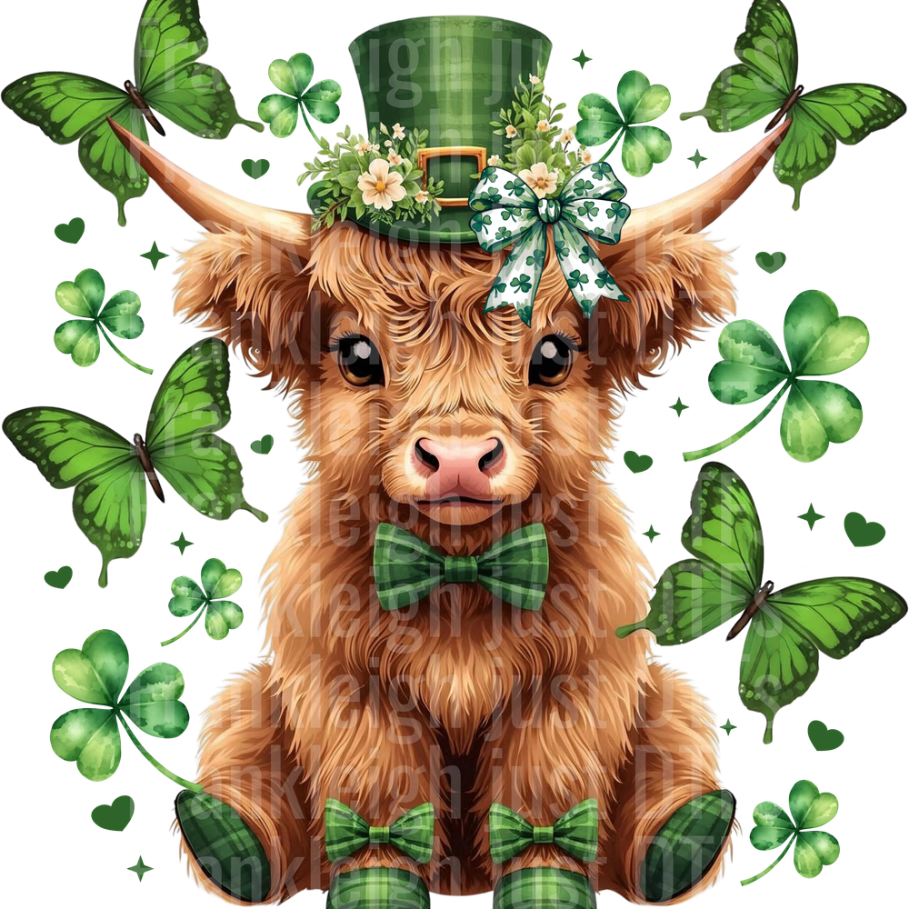 St Patricks Day Highaland Cow D2-CF