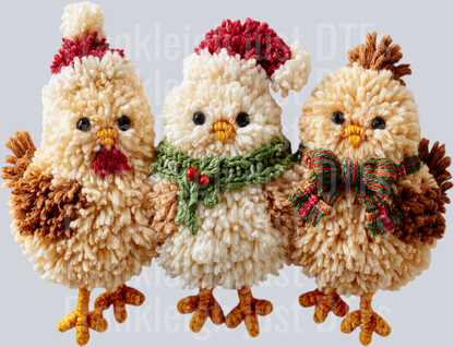 Christmas Chickens Latch Hook Yarn Crochet