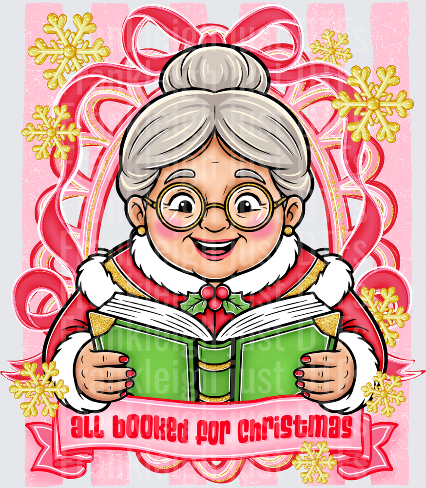 All Booked for Christmas Striped Frame