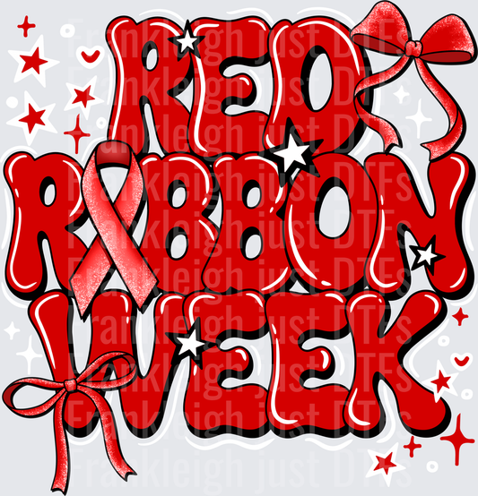 Red Ribbon Week white outline