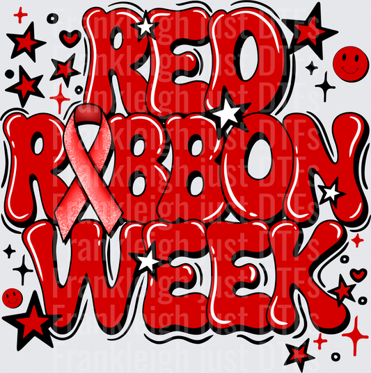 Red Ribbon Week No Bows black outline