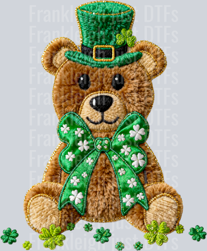st pats teddy bear faux applique