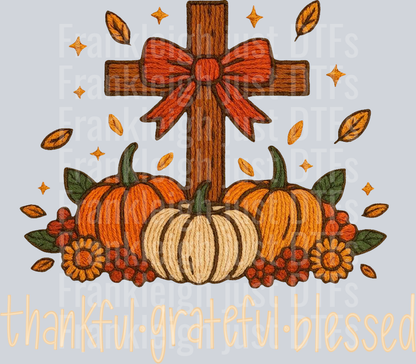 Thankful Grateful Blessed Faux Yarn