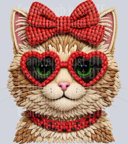 Yarn Crochet Cat Valentine's Day