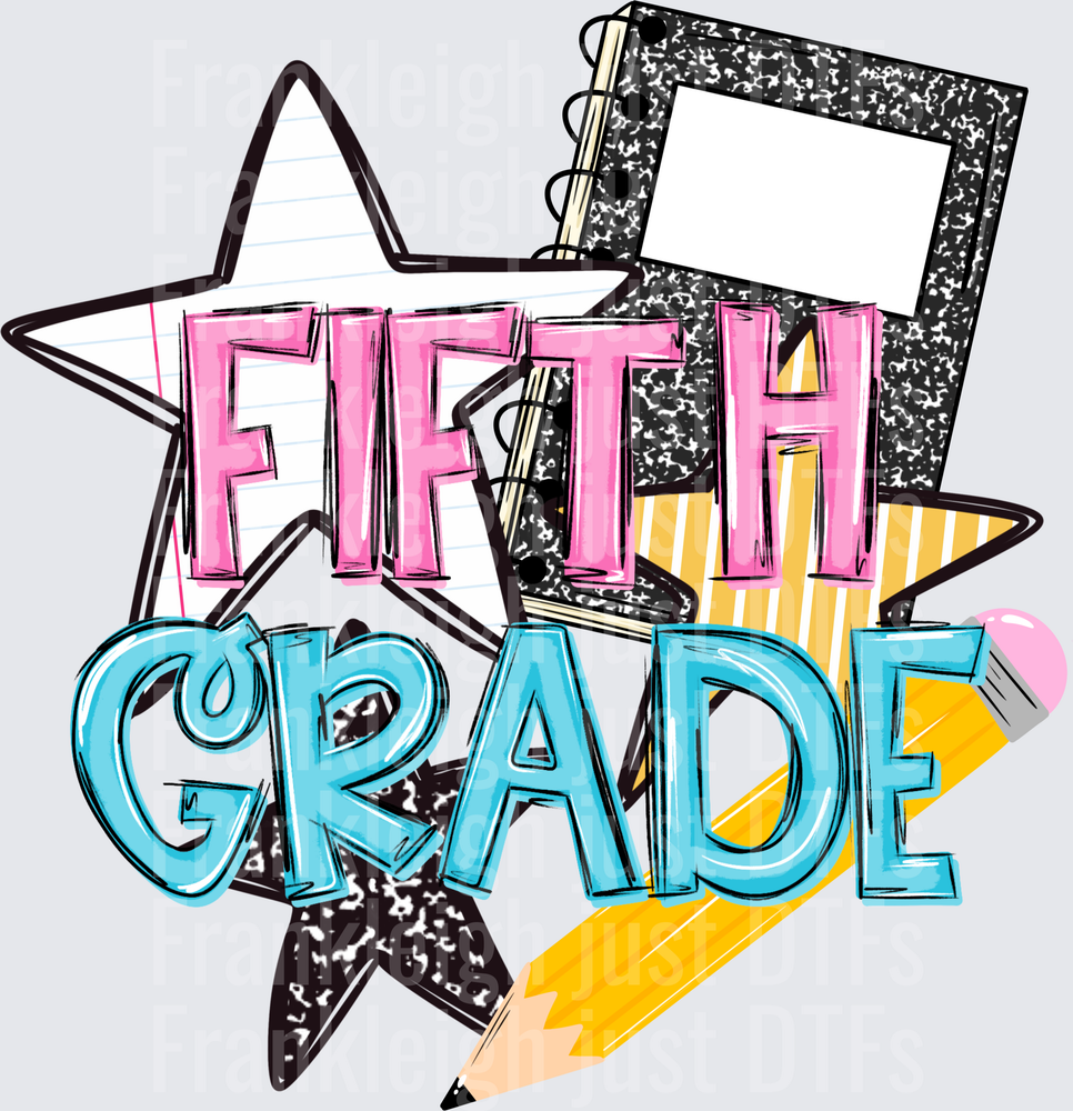 Fifth Grade   Pink and Blue Bold School Supply Design