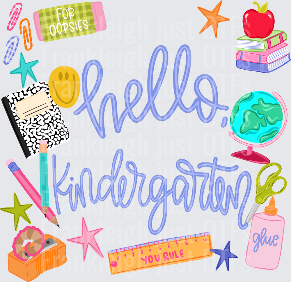 HELLO KINDERGARTEN PURPLE school collage