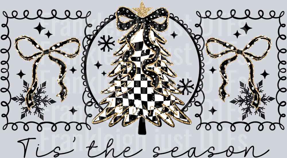 Tis The Season Checker Tree Black Words