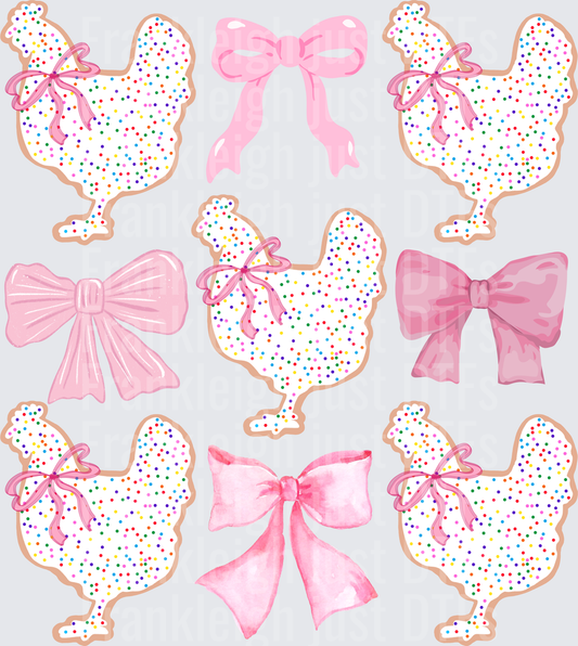 Animal cracker chicken with bows