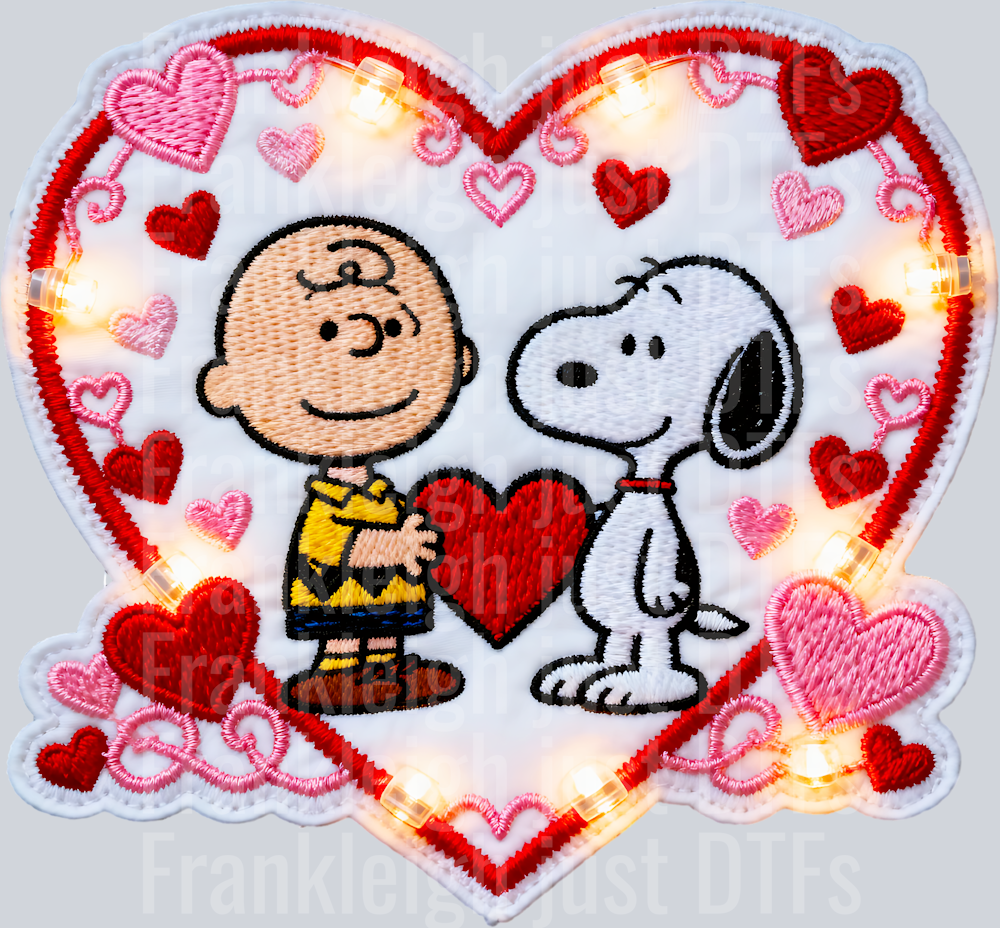 charlie brown snoopy light up heart patch faux