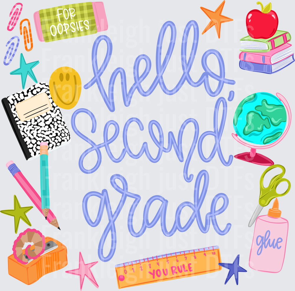 HELLO SECOND GRADE PURPLE school collage