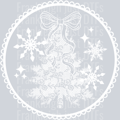 Lace Tree Circle Single Color White
