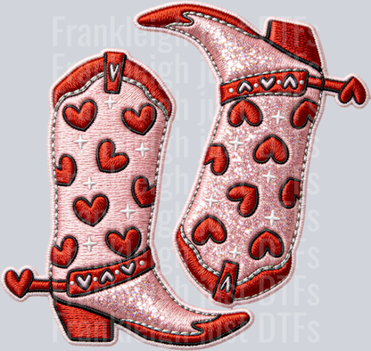 Western Vday boots faux emb