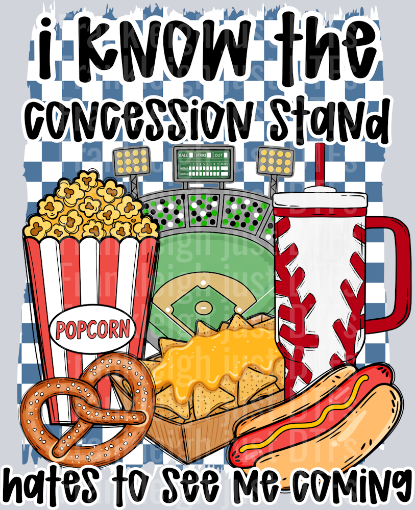 Concession stand blue checkered background
