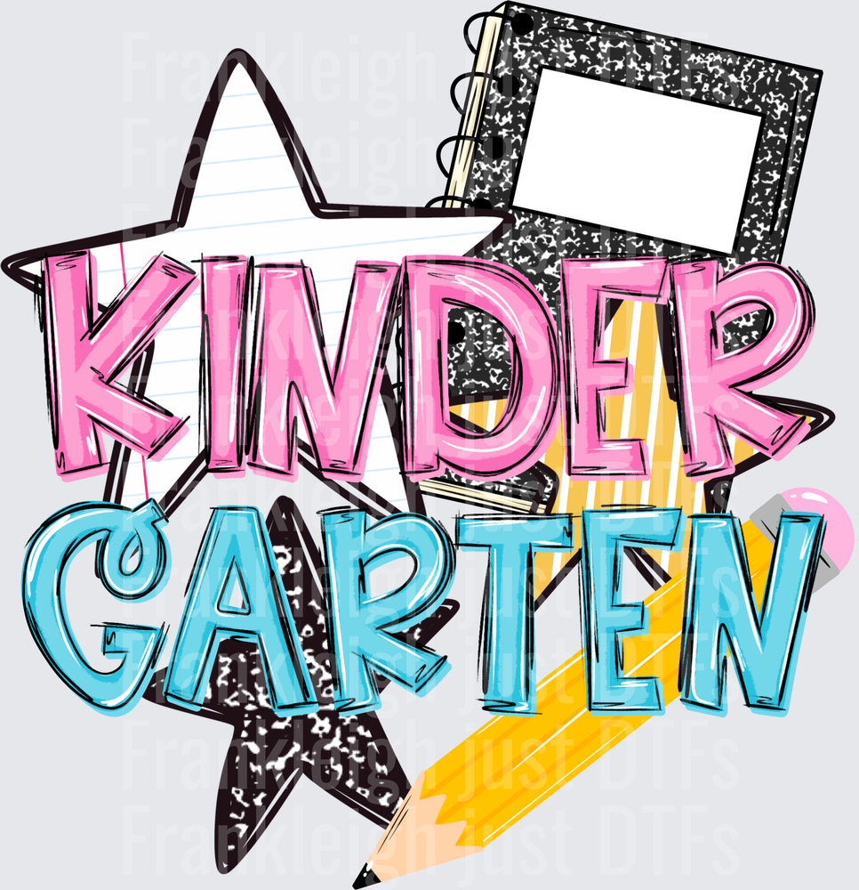 Kindergarten  Pink and Blue Bold School Supply Design