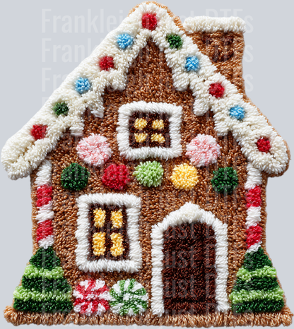 Gingerbread House latch hook yarn crochet design