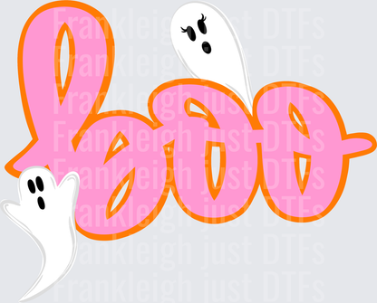 Orange and pink pumpkin BOO