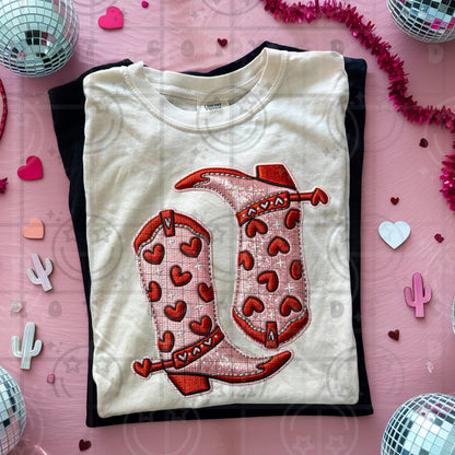 Western Vday boots faux emb