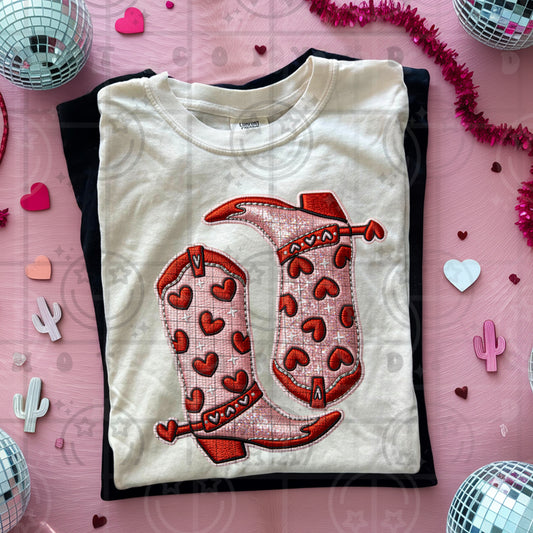 Western Vday boots faux emb