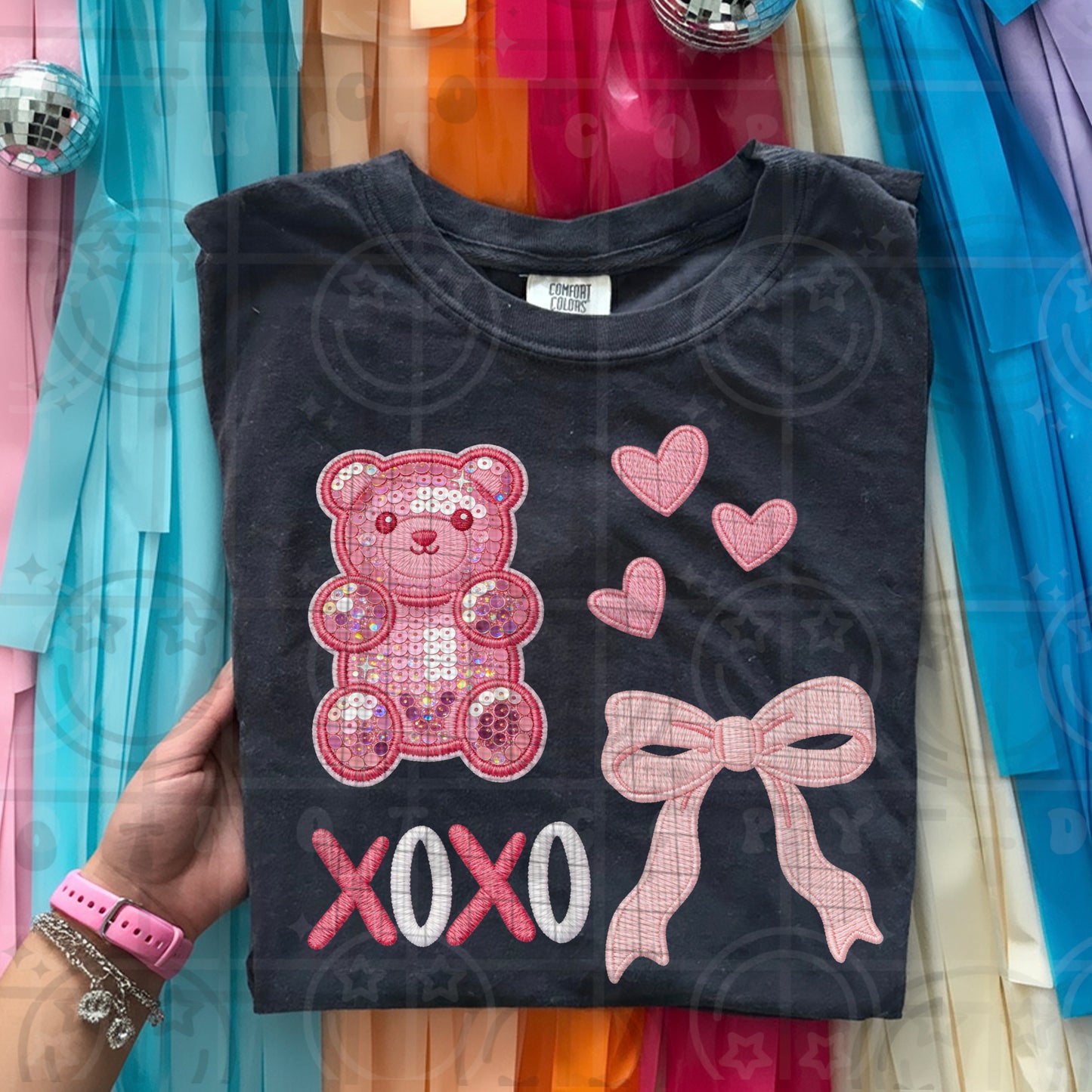 XOXO Pink gummy bear collage
